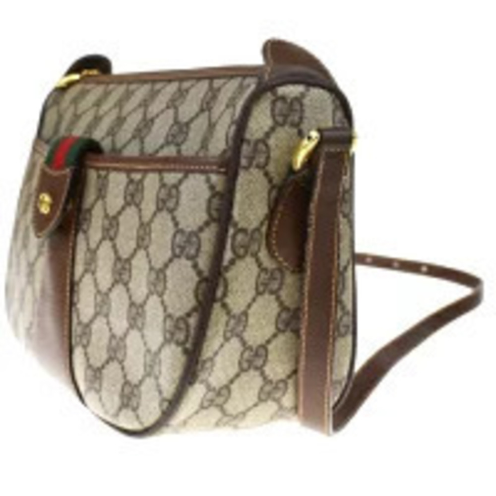 Gucci Interlocking Green Bag Shoulder GG Red Brown Sherry Leather Red Brown